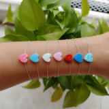 10mm Synthetic Opal Red Heart Bracelet 925 Silver Hiqh Jewelry