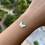 Synthetic Opal Butterfly Bracelet 925 Silver Jewelry