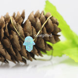 Synthetic Opal Hamsa Necklace 925 Silver Chain Jewelry