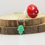 Synthetic Opal Hamsa Necklace 925 Silver Chain Jewelry