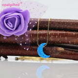 Moon Shape Synthetic Opal Choker Necklace