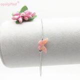 Lucky Animal Butterfly Yellow Opals Bracelet Bangle for Women