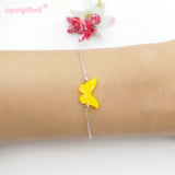 Lucky Animal Butterfly Yellow Opals Bracelet Bangle for Women