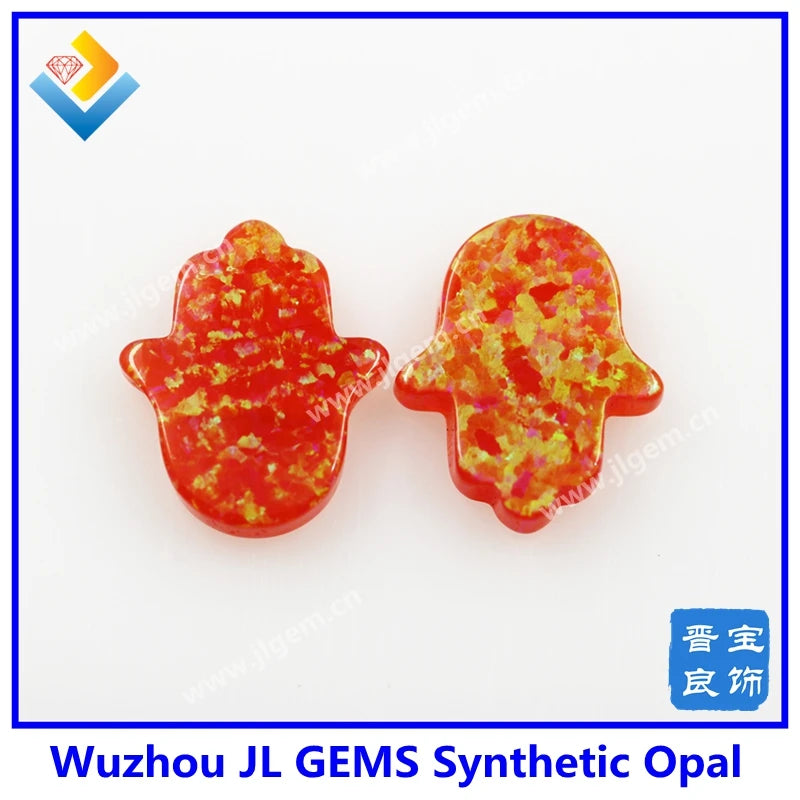 Blood Red Hamsa Opal Stone Hand Shape for Necklace