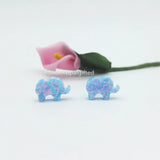 Opal Elephant Pendant 8x11mm Cornflower Synthetic Opal Necklace Charm