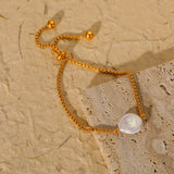 Stainless Steel Plated Chain Bracelet Retro Punk Baroque Pearl Jewelry