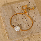Stainless Steel Plated Chain Bracelet Retro Punk Baroque Pearl Jewelry