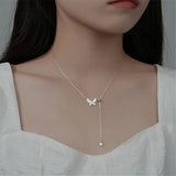 925 Silver Butterfly Tassel Necklace for Women