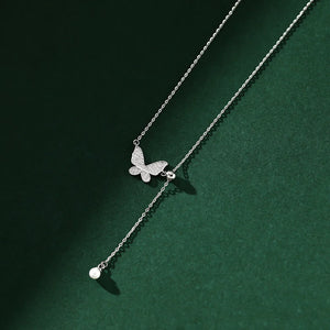 925 Silver Butterfly Tassel Necklace for Women