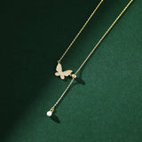 925 Silver Butterfly Tassel Necklace for Women