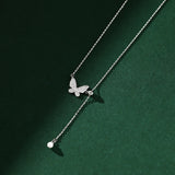 925 Silver Butterfly Tassel Necklace for Women