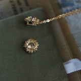 925 Silver CZ Flower Necklace 14K Plated