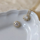 925 Silver CZ Flower Necklace 14K Plated