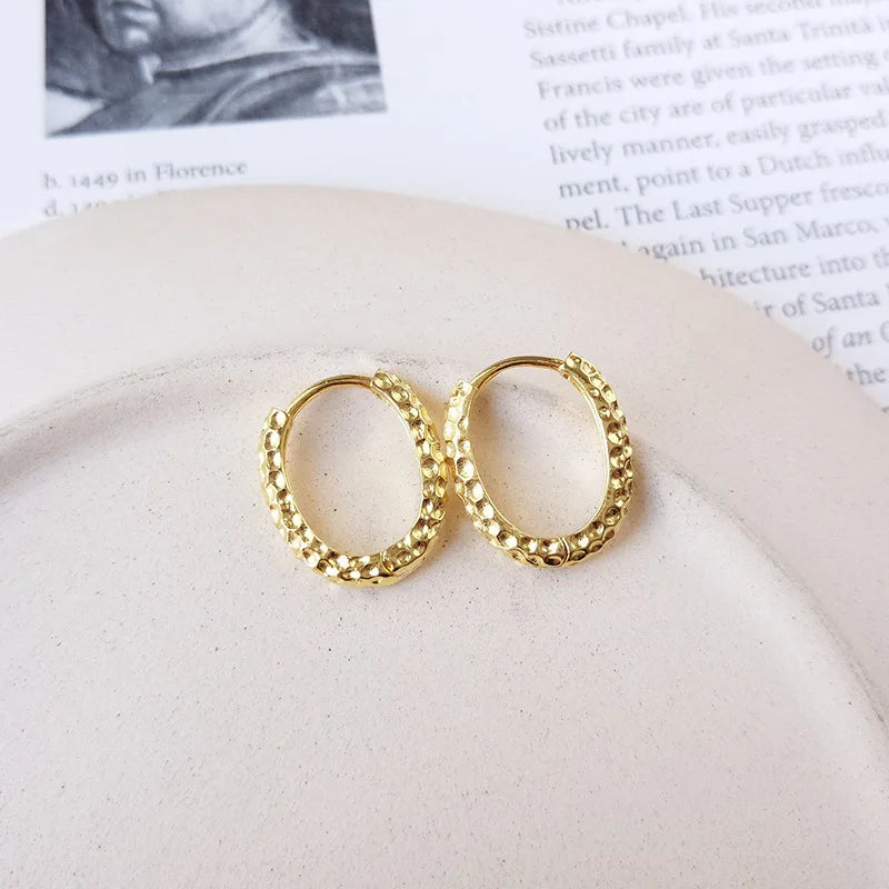 925 Silver Retro Hoop Earrings Women Gift Jewelry