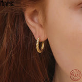925 Silver Retro Hoop Earrings Women Gift Jewelry