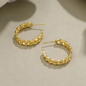 925 Sterling Silver Hollow Chain Earrings Women Mother's Jewelry Gift