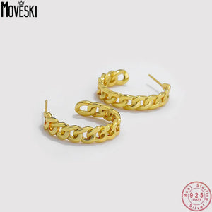 925 Sterling Silver Hollow Chain Earrings Women Mother's Jewelry Gift