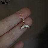 925 Silver Mermaid Fish Tail Necklace Pendants Women Classic Charm Jewelry