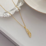 925 Silver Zircon Leaves Pendant Necklace Women Jewelry