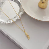 925 Silver Zircon Leaves Pendant Necklace Women Jewelry
