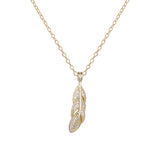 925 Silver Zircon Leaves Pendant Necklace Women Jewelry