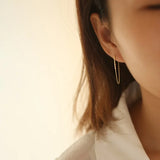 925 Silver Tassel Chain Stud Earrings Women Jewelry