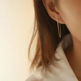 925 Silver Tassel Chain Stud Earrings Women Jewelry
