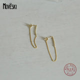 925 Silver Tassel Chain Stud Earrings Women Jewelry