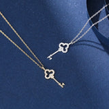 925 Silver Key Necklace with Zircon High Jewelry