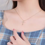925 Silver Key Necklace with Zircon High Jewelry