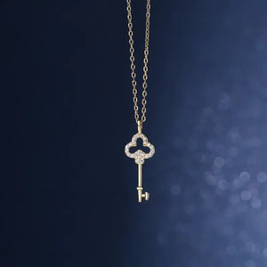 925 Silver Key Necklace with Zircon High Jewelry