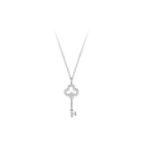 925 Silver Key Necklace with Zircon High Jewelry