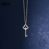 925 Silver Key Necklace with Zircon High Jewelry