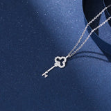 925 Silver Key Necklace with Zircon High Jewelry