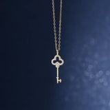 925 Silver Key Necklace with Zircon High Jewelry