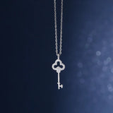 925 Silver Key Necklace with Zircon High Jewelry
