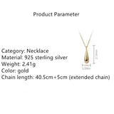 925 Silver Water Drop Pendant Necklace Women Wedding Jewelry