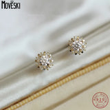 925 Sterling Silver Zircon Flower Earrings for Women