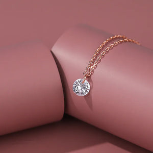 925 Silver Korea INS Zircon Pendant Necklace Women Glamour Party Jewelry