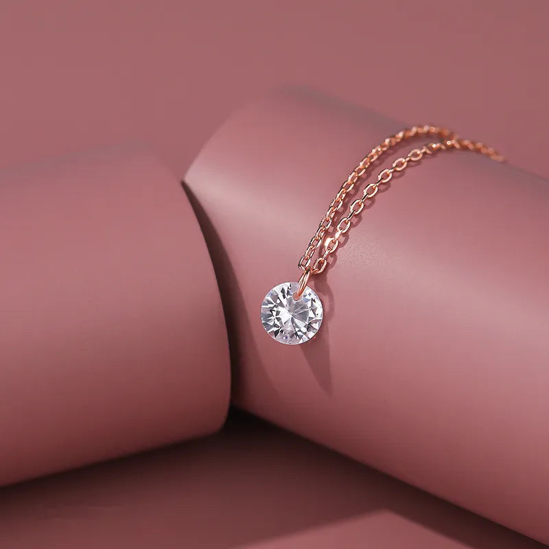 925 Silver Korea INS Zircon Pendant Necklace Women Glamour Party Jewelry