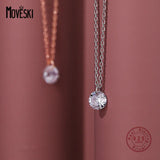 925 Silver Korea INS Zircon Pendant Necklace Women Glamour Party Jewelry