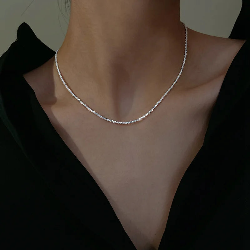 925 Silver Korea Gypsophila Necklace Sweet Wedding Jewelry
