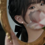 925 Silver Pearl Ball Stud Earrings Women Jewelry Gift