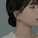 925 Silver Double Bow Pave Zircon Stud Earrings