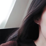 925 Silver Zircon Pearl Stud Earrings Romantic Wedding Jewelry