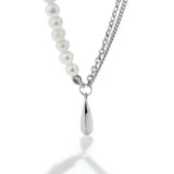 925 Silver Water Drop Pearl Chain Necklace Women Jewelry