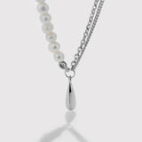 925 Silver Water Drop Pearl Chain Necklace Women Jewelry
