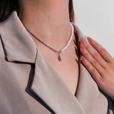 925 Silver Water Drop Pearl Chain Necklace Women Jewelry