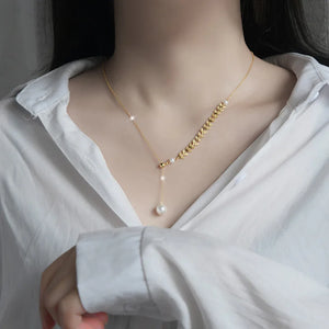 925 Silver Wheat Pearl Tassel Necklace for Women