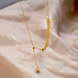 925 Silver Wheat Pearl Tassel Necklace for Women